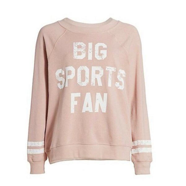 NWT Wildfox L Big Sports Fan Sweatshirt PINK 113132