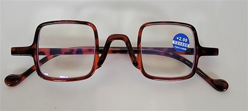 EyeKepper Brown Small Geometric Square 1.5 Blue Light Reading Glasses 113220