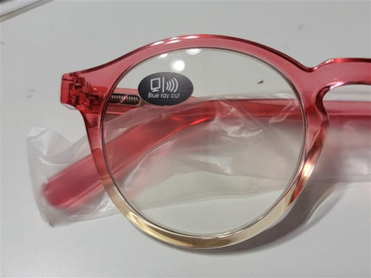 EyeKepper Sheer Red 1.25 Round Frame Anti Blue Light Reading Glasses 113239