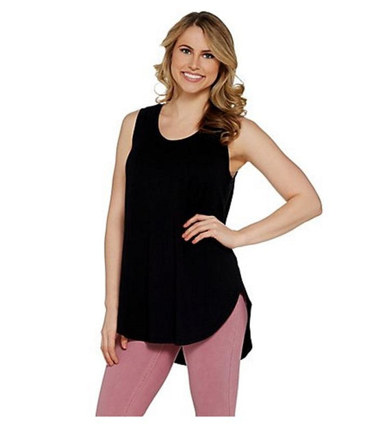 NEW AnyBody M Cozy Knit Side Split Tank Top Black 114008