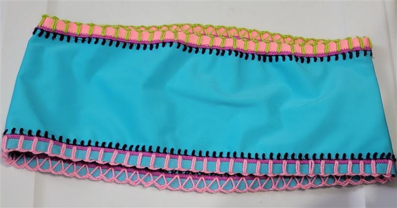 NWT Pilyq Platinum D Crochet Bandeau Aqua Bikini Swim Top 114675