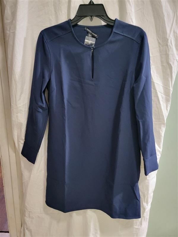 NWT Boston Proper M Beyond Travel Key Hole Sheath Dress Blue 114686