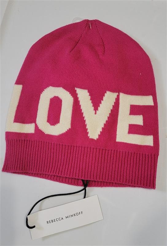 NWT Rebecca Minkoff Pink Love Ribbed Beanie Stocking Cap Knit Hat 114713