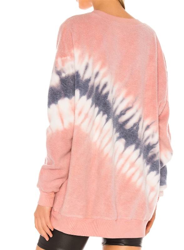 NWT Wildfox M Royal Roadtrip Sweatshirt Pink White Blue Tie Die 114828