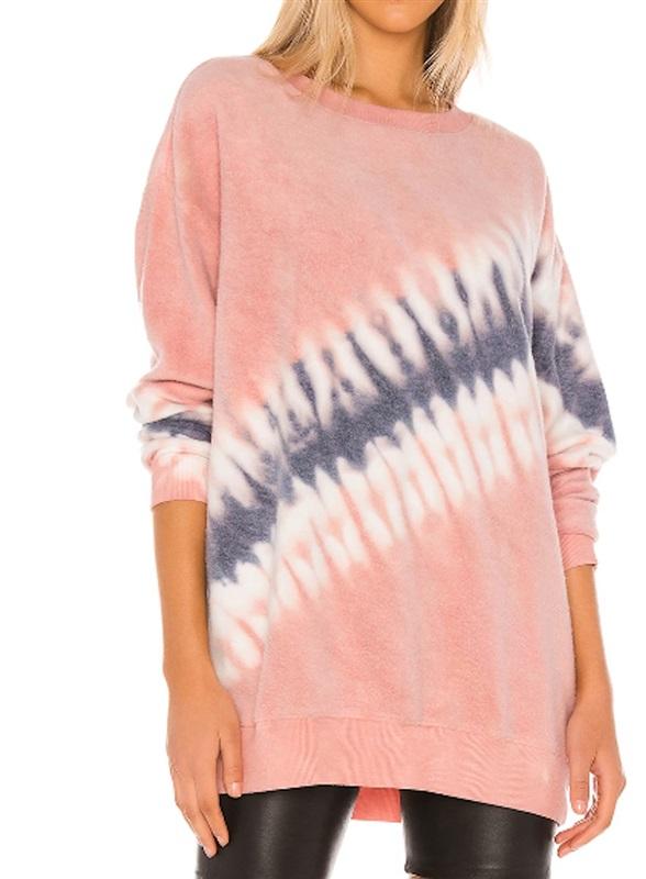NWT Wildfox M Royal Roadtrip Sweatshirt Pink White Blue Tie Die 114828