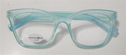 Max Studio Sheer Turquoise 1.5 Square Skinny Frame Reading Glasses 115012