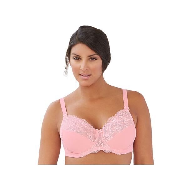 NWOT Glamorise 34G Elegance Lacy Multi Part Wonderwire Bra 9035 Pink 115414