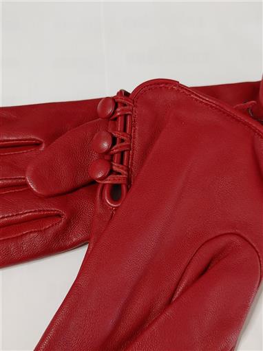 NEW Badgley Mischka Button Leather Touchscreen Gloves SM Red #78238