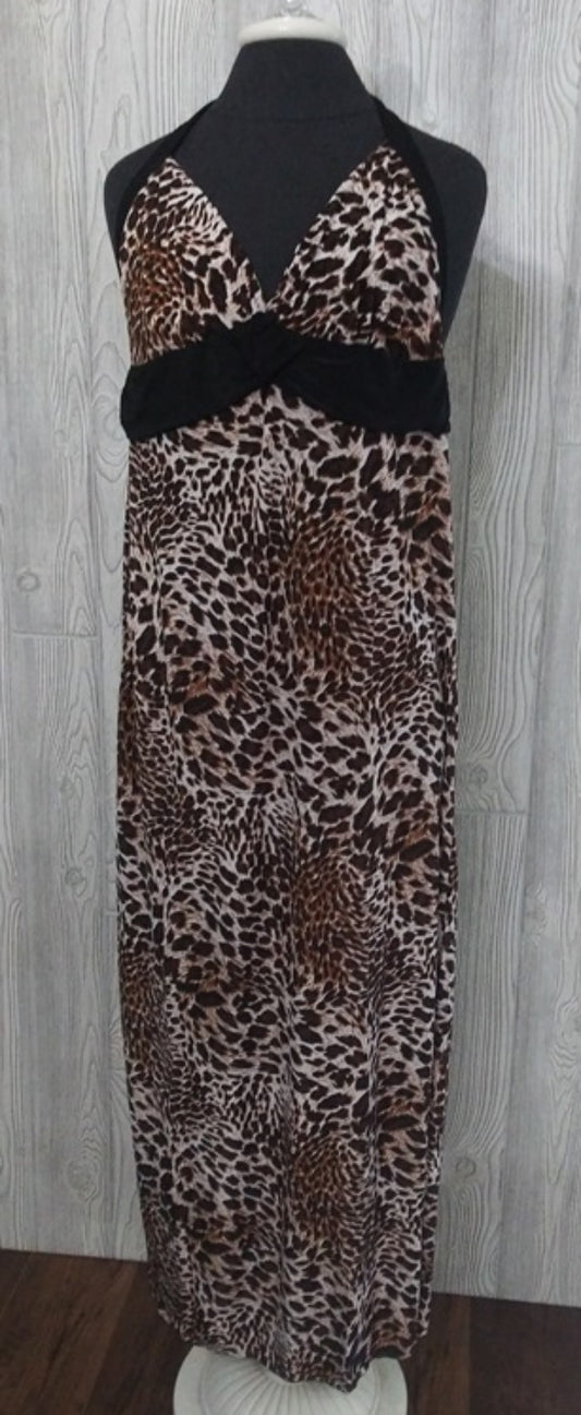NWT Wild Cheetah Print Halter Sundress Maxi Dress XL #22