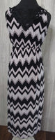 NWT V-Neck Lace Back Chevron Print Stretch Sundress Maxi Dress XXL Black Gray 02