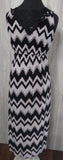 NWT V-Neck Lace Back Chevron Print Stretch Sundress Maxi Dress XXL Black Gray 02