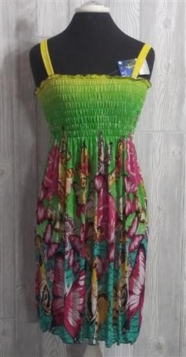 NWT Summer Butterflies Yellow & Green Gathered Bust Stretch Midi Dress XL 06