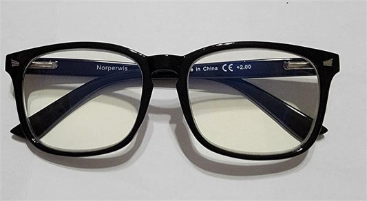 NWT Lg Black Rectangle Frame Blue Light 2.0 Reading Nerd Glasses Readers 84214