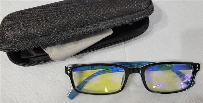 CessBlue Black Teal Rectangle Blue Light 1.0 Reading Nerd Glasses Readers 84310