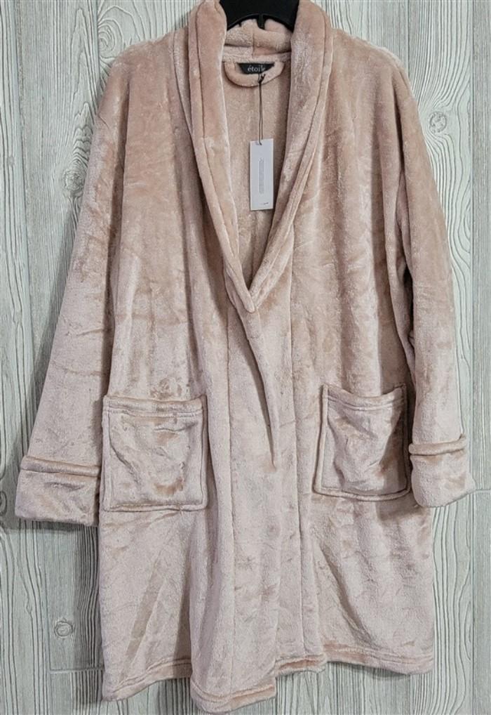 NWD etoile Luxurious Fleece Short Robe w/ Pockets O/S Blush Pink #84532