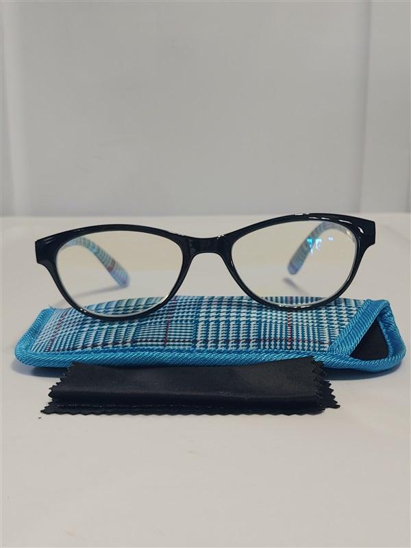 CessBlu Gingham Blue Light Blocking Glasses Cat Eye 2.25 Readers 87288