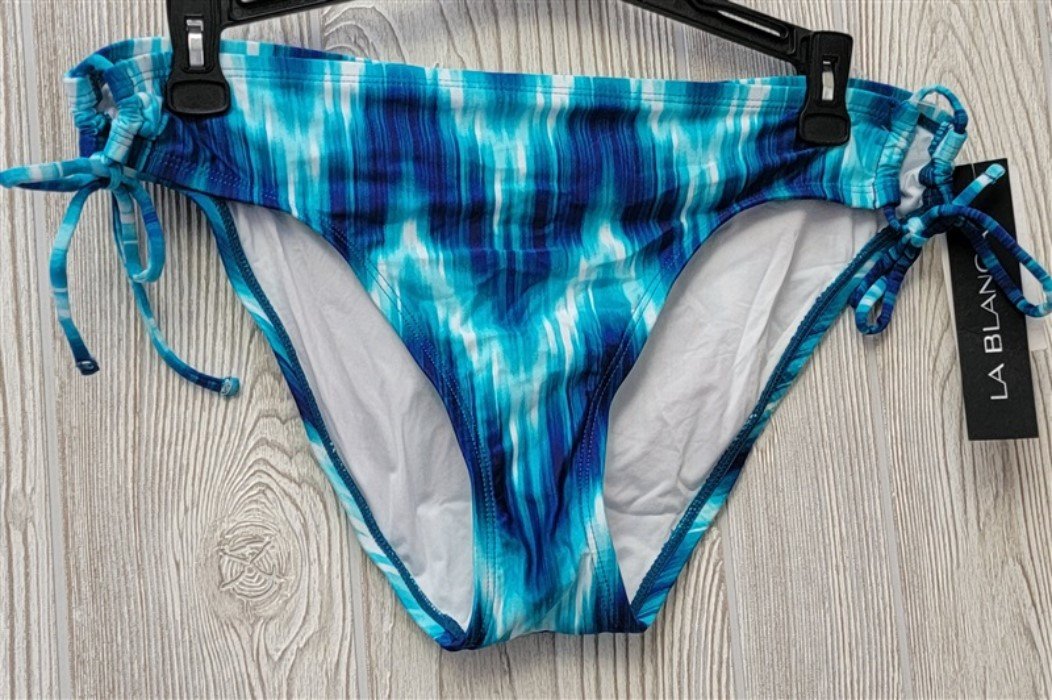 NWT La Blanca Side Tie Hipster Brief Bikini Bottom Size 10 Blue Tie Dye #86655