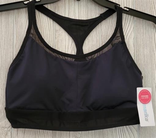 NEW Marika High Impact Mesh Sports Bra w/ Removable Cups MLB0772A Black XL #86523