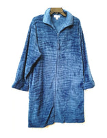 NEW Miss Elaine Jacquard Minky Fleece Short 39" Zipper Robe Blue Sz XL #69332