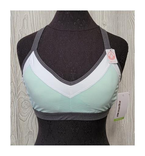 NEW Marika Women's Strappy Medium Impact Mesh Dry-Wik Sports Bra LG Mint #88292