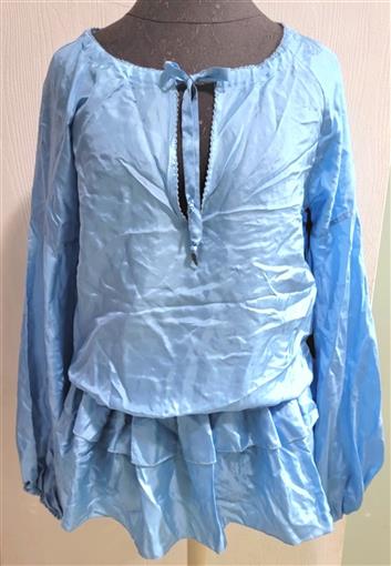 NEW CHICK by Nicky Hilton 100% Silk Peplum Nakeshia Top Shirt MD Sky Blue #92245