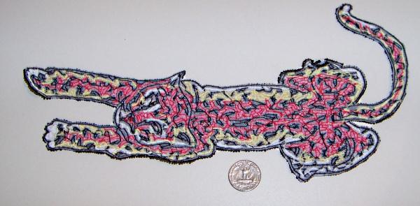 Large Jaguar Cat Leopard Sequin Bead Applique Patch