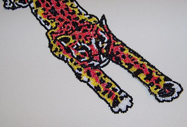 Large Jaguar Cat Leopard Sequin Bead Applique Patch