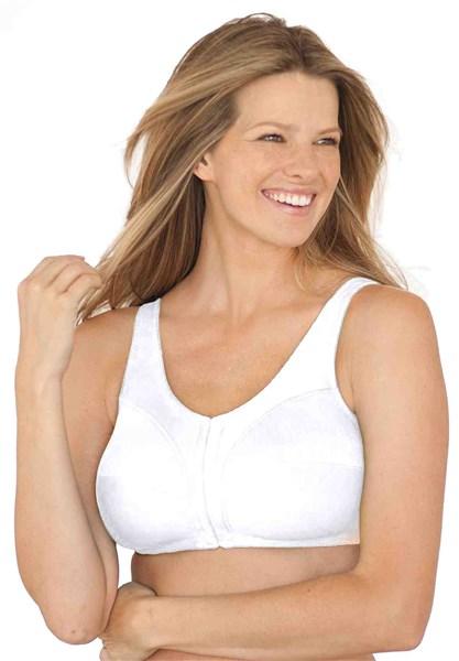 NEW Comfort Choice WHITE Wirefree Front-Hook Seamless Leisure Bra 42B #37352