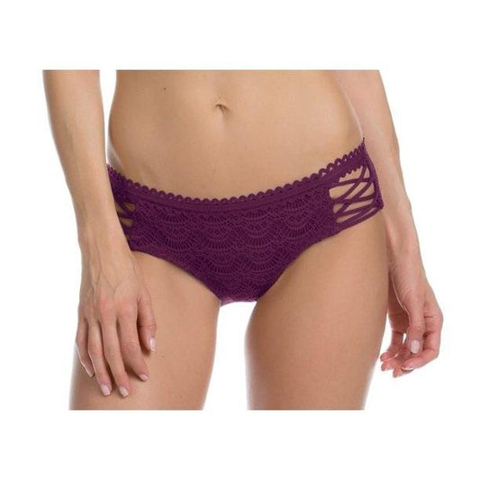 Becca XS Burgundy 714487 Criss Cross Side Inset Hipster Swim Bottom #86744