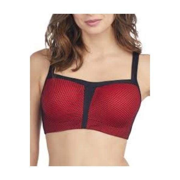 NEW Le Mystere 34D Hi Impact Full Support Underwire Sports Bra 920 Bk Red 65966