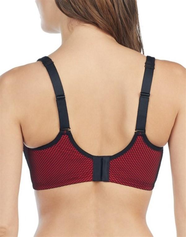 NEW Le Mystere 34D Hi Impact Full Support Underwire Sports Bra 920 Bk Red 65966