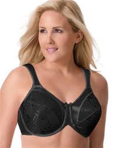 NEW Bali 40D Satin Tracings Minimizer Bra Black 3562 #67443