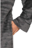NEW Miss Elaine Jacquard Minky Fleece Short 39" Zipper Robe Charcoal Sz M #68772