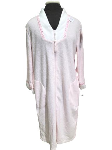 NEW Miss Elaine Plush Terry 39" Long Zip Front Robe SM Pink Rose #68782