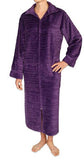 NEW Miss Elaine Jacquard Minky Fleece Long Zipper Robe Purple Plum Sz SM #68786