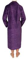 NEW Miss Elaine Jacquard Minky Fleece Long Zipper Robe Purple Plum Sz SM #68786