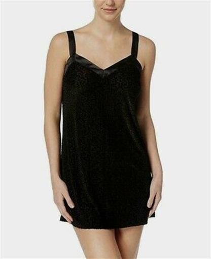 New Flora Nikrooz Black Velour Chemise Slip Gown T80691 Small #71954