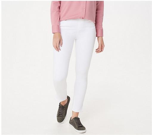 NEW Martha Stewart Knit Denim Zipper Ankle Jeans Reg 8 White #73672