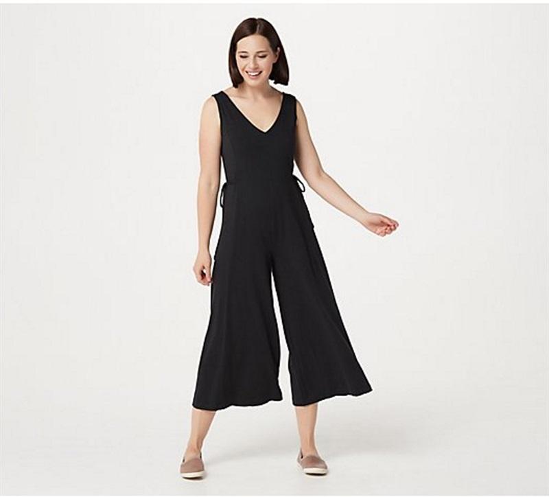 NWt Anybody LG Cozy Knit Wide leg Jumpsuit Black #75171