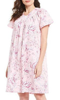 New Miss Elaine Pink Floral Print Sateen Grip-Front Short Robe SM #77051