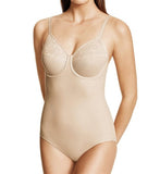 NWT Wacoal 36DDD Visual Effects Moderate Minimizing Bodysuit 801210 Beige 77884