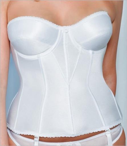 NEW Carnival Full Fig Satin Torsolette Strapless Bustier Bra 424 Wh 40DDD #79590