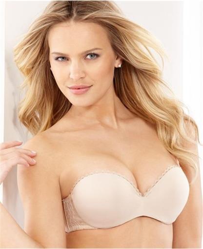 NWT Lily Of France Gel Touch Strapless Bra 2111121 Beige 36D #79889
