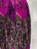 NWT V-Neck Sleeveless Purple & Peacock Print Stretch Maxi Dress Sundress XL 09