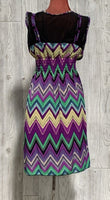NWT Purple Green Black Mesh Top Zig Zag Stretch Midi Dress Sundress XXL #11