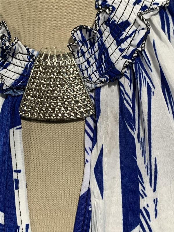 NWT Hawaiian Palms Backless Keyhole Front Sundress Maxi Dress Blue White XL #14