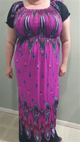 NWT Eye of the Peacock Purple Gathered Bust Maxi Dress Stretch Sundress XL #13