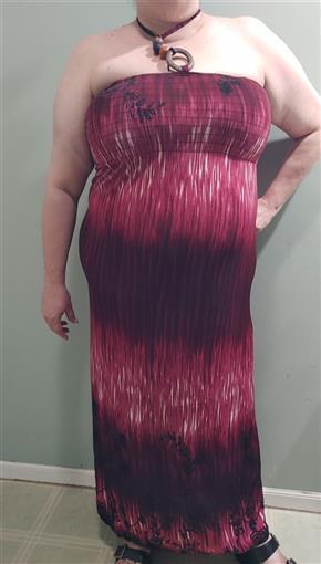 NWT Batik Tie Dye Gathered Bust Beaded Halter Sundress Maxi Dress XXL Red #21