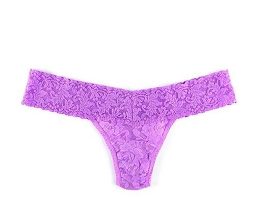 NEW Hanky Panky 3PR Purple Green Blue Signature Lace Low Rise Thong 82386