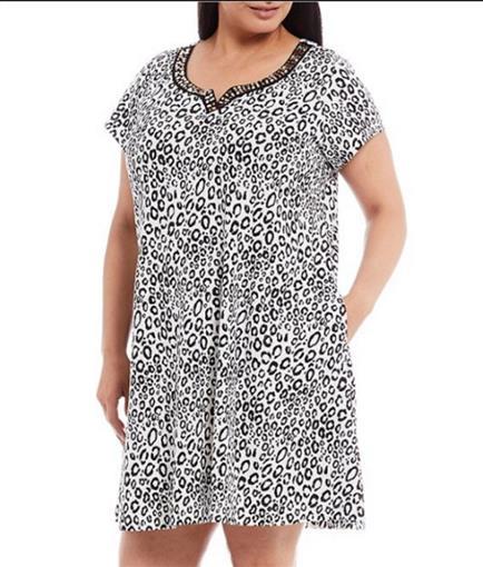 NEW Go Softly SM Patio Dress Kaftan Black White Leopard Print #83503